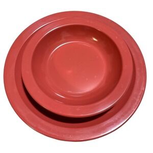 Vintage Texas Ware Dallas Ware Melamine Plate and Bowl Set Coral Pink MCM USA